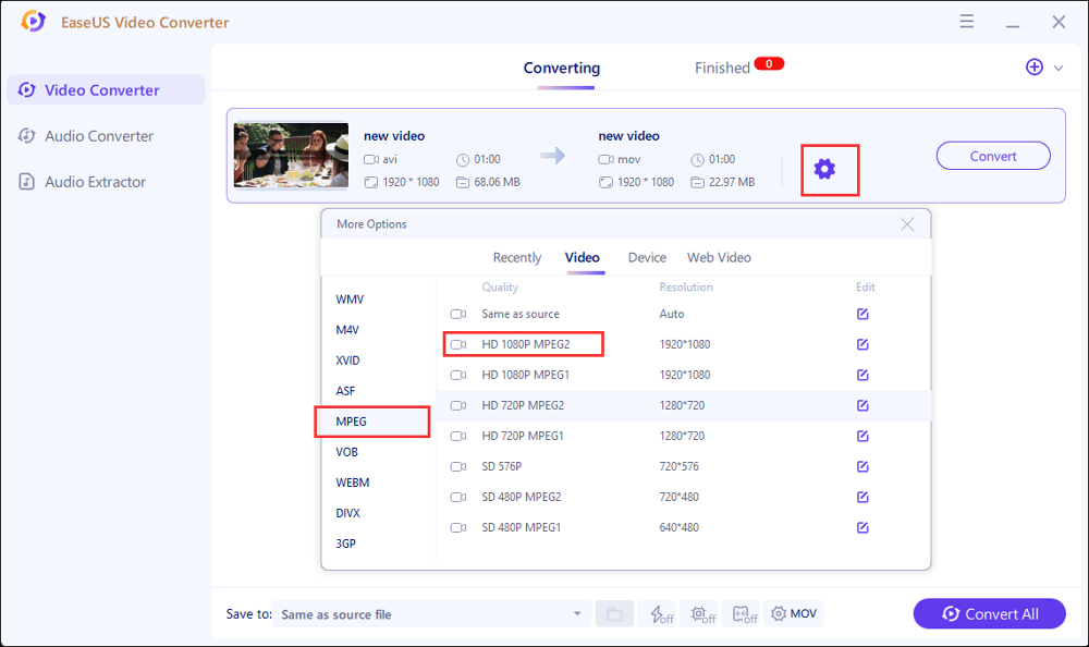 select mpeg 2