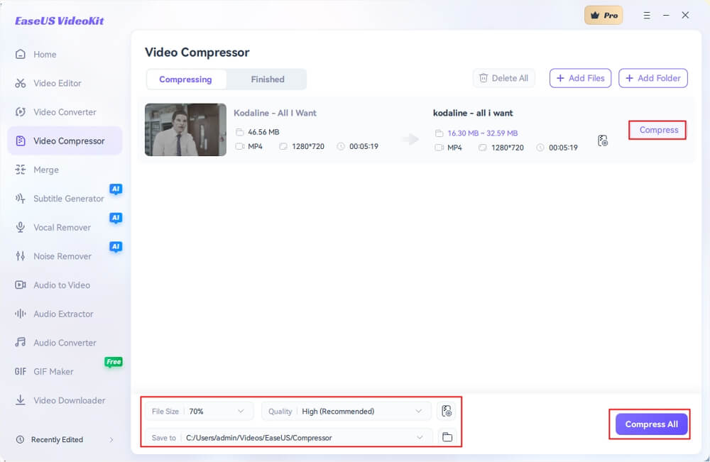 Compress videos