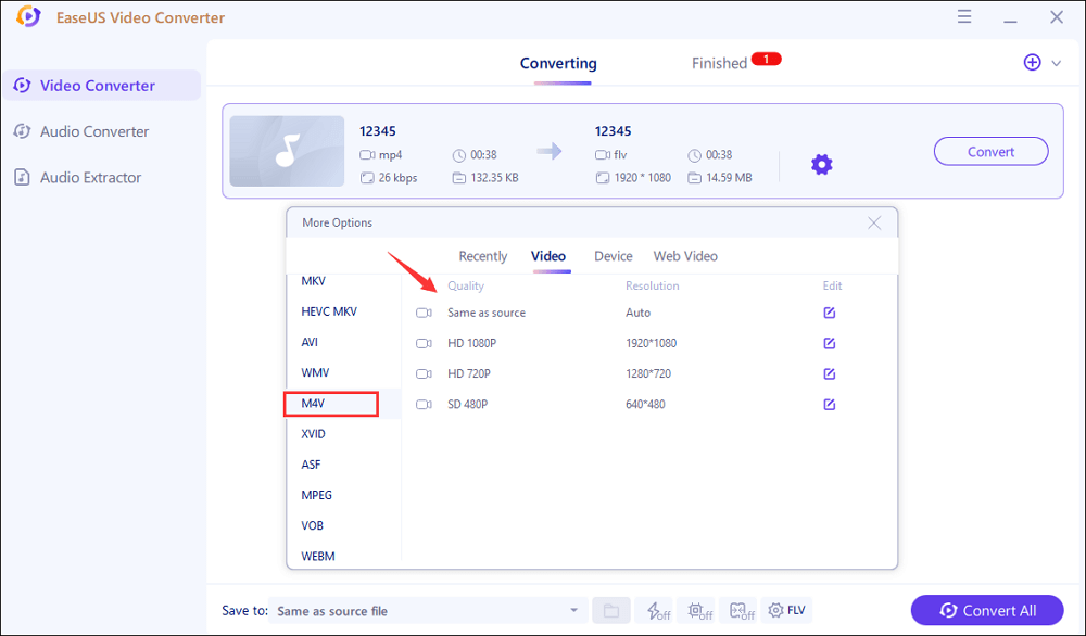 set mp4 as output format