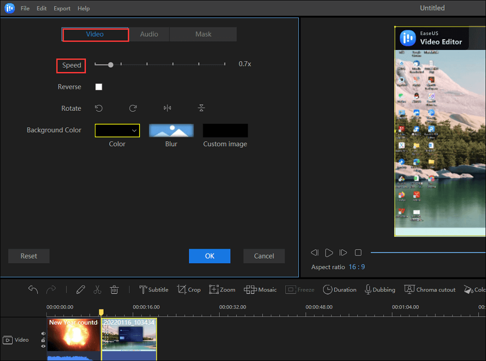 Adjust video speed