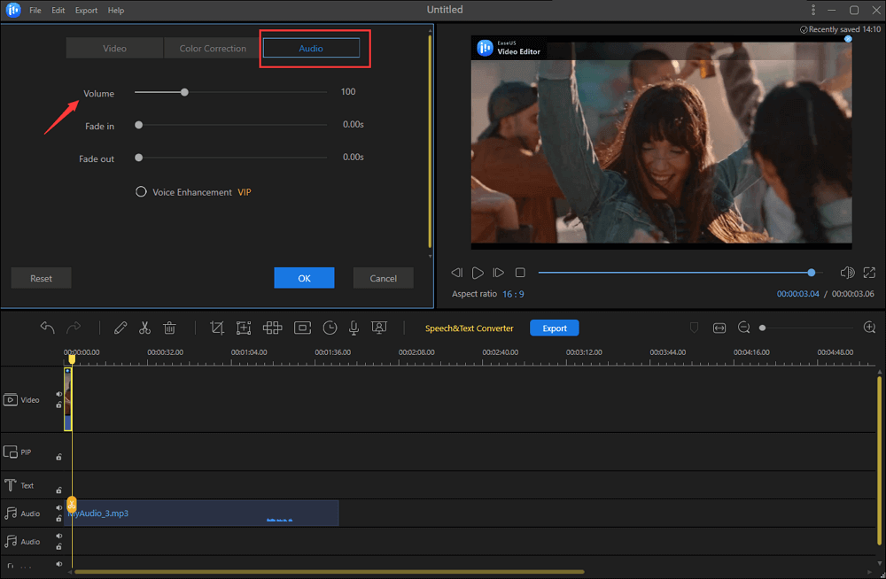 edit audio volume