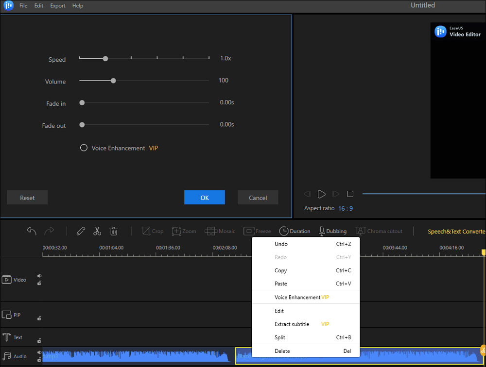 Cut or split audio