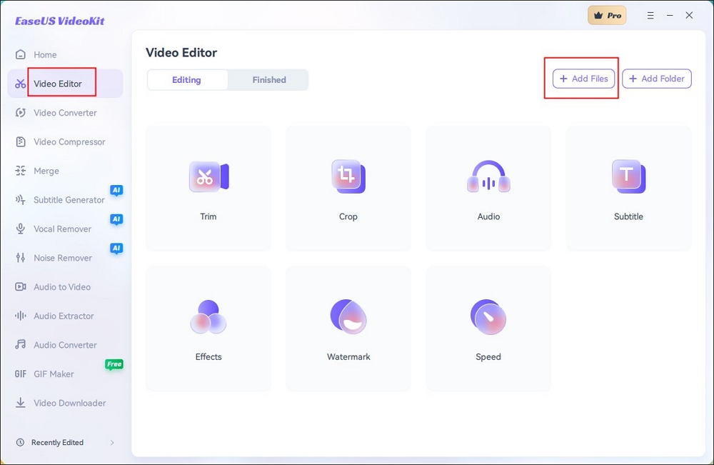 choose video editor and add files