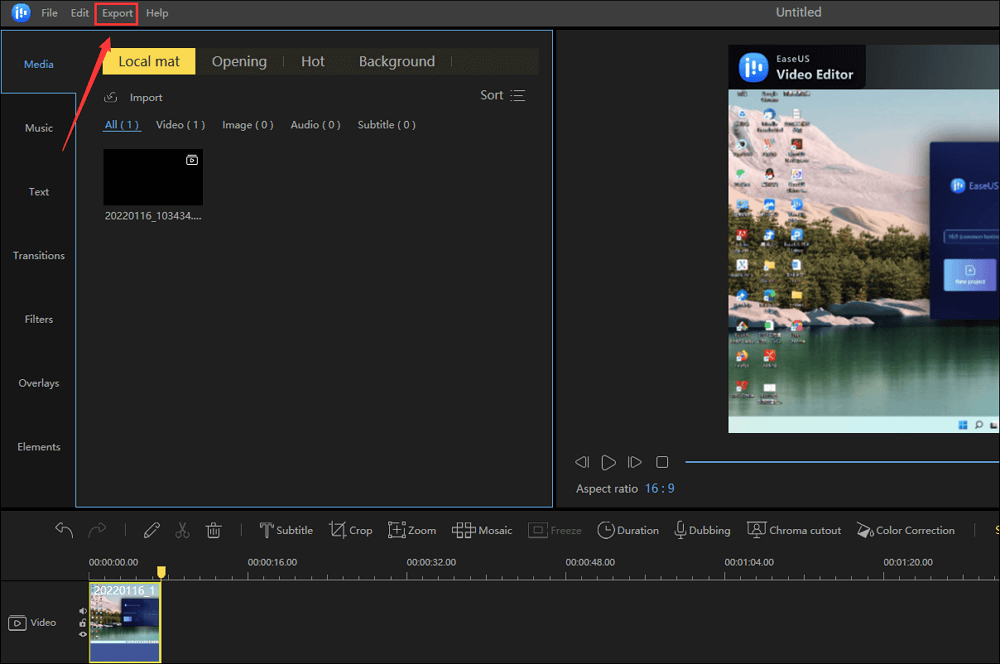 Click Export option