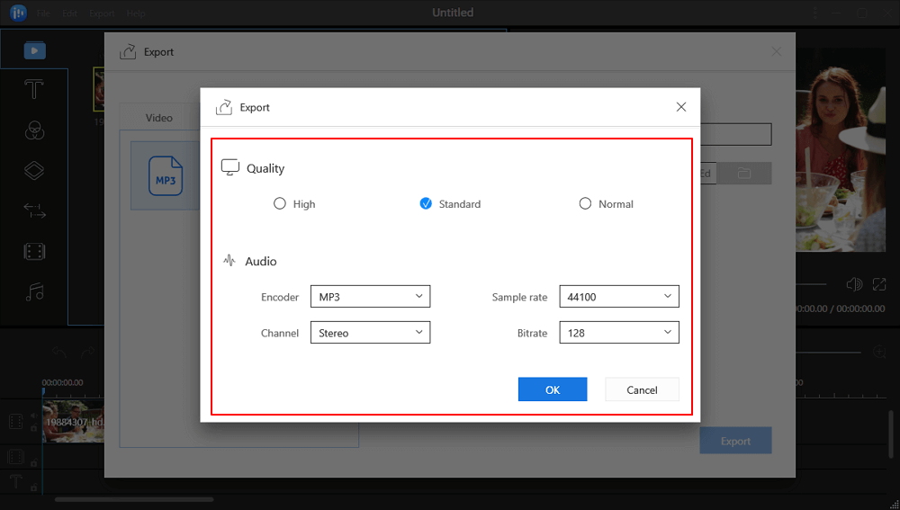 Export and convert target file to audio