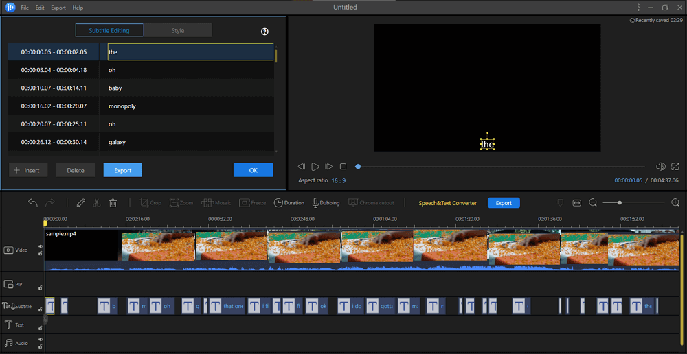 edit generated subtitle