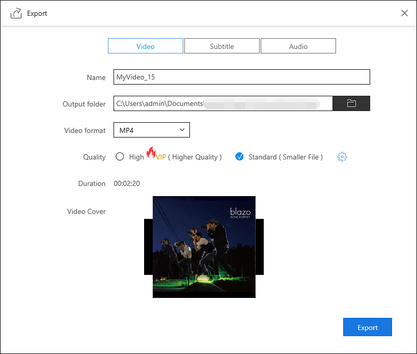 Export video file