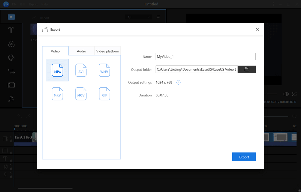 Export video.