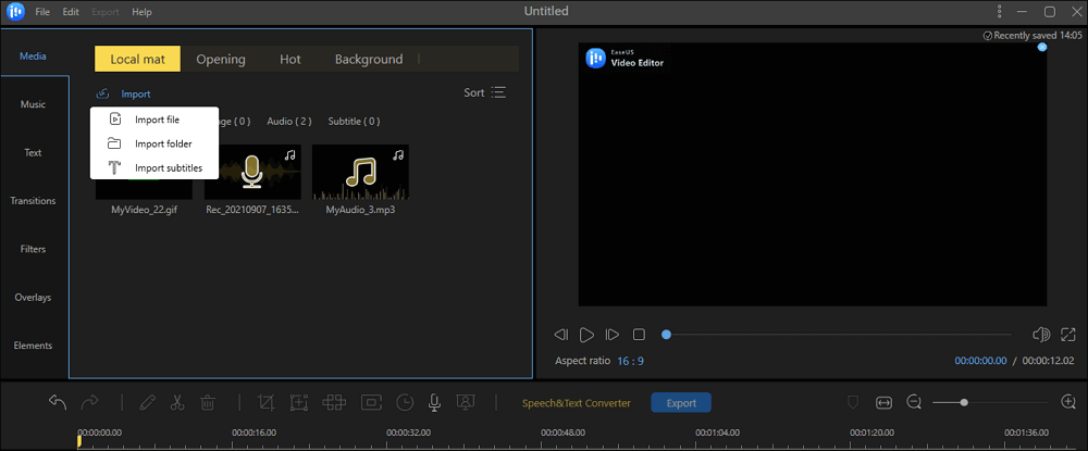Import video file