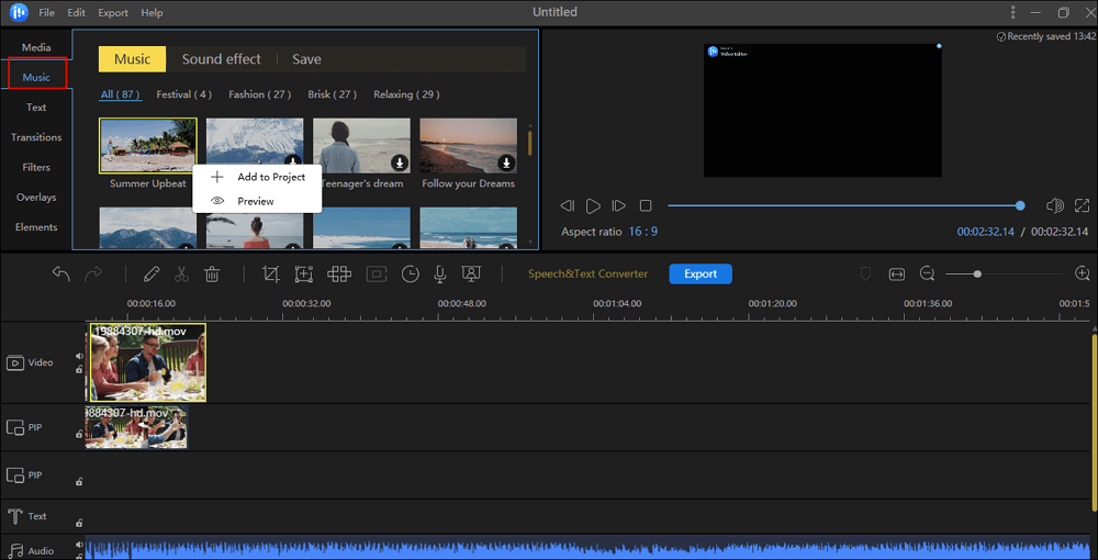Add music effect to video